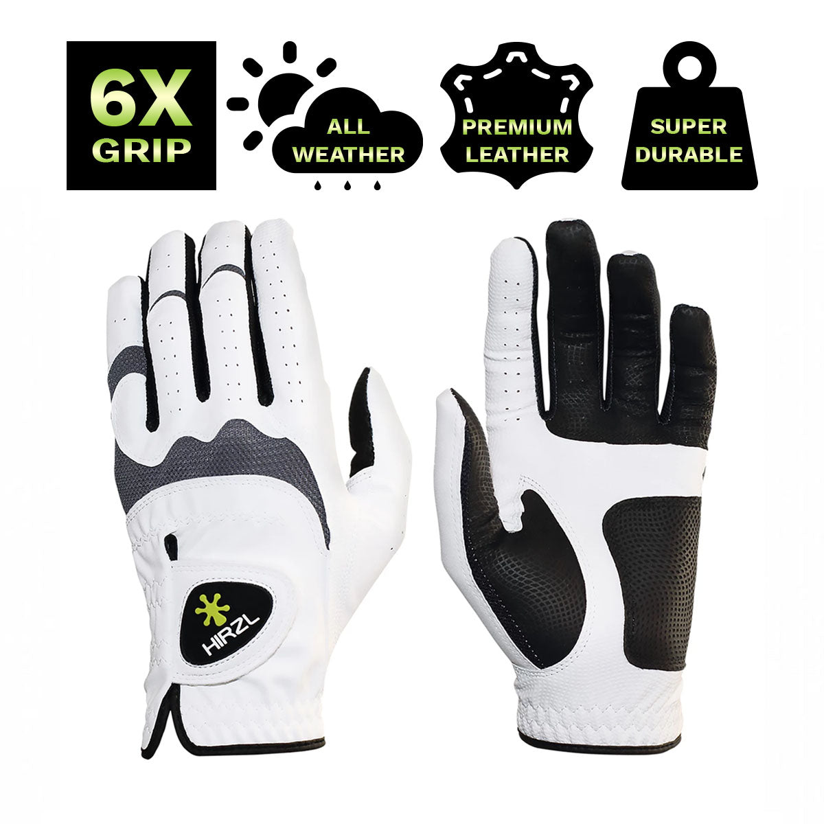 HIRZL Trust Hybrid - Golf Gloves - White / Black