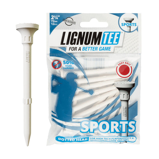 Lignum Tee - Sports Golf Tees - 72mm / 2.75" - White - 12pcs/bag