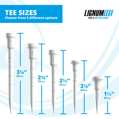 Lignum Tee - Sports Golf Tees - 72mm / 2.75" - White - 12pcs/bag